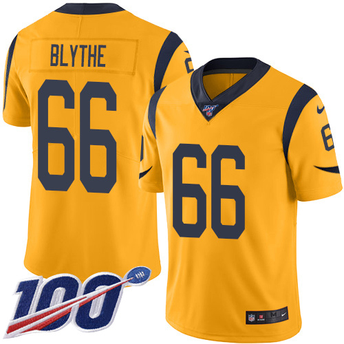 Nike Rams #66 Austin Blythe Gold Men's Stitched NFL Limited Rush 100th Season Jersey