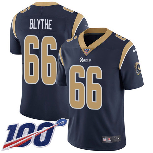 Nike Rams #66 Austin Blythe Navy Blue Team Color Men's Stitched NFL 100th Season Vapor Untouchable Limited Jersey
