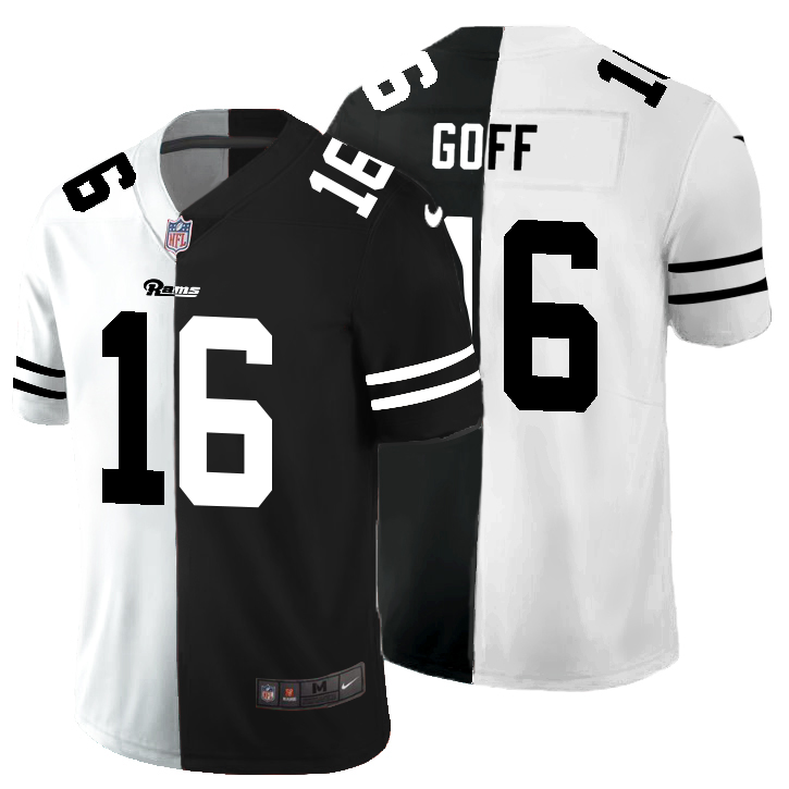 Los Angeles Rams #16 Jared Goff Men's Black V White Peace Split Nike Vapor Untouchable Limited NFL Jersey