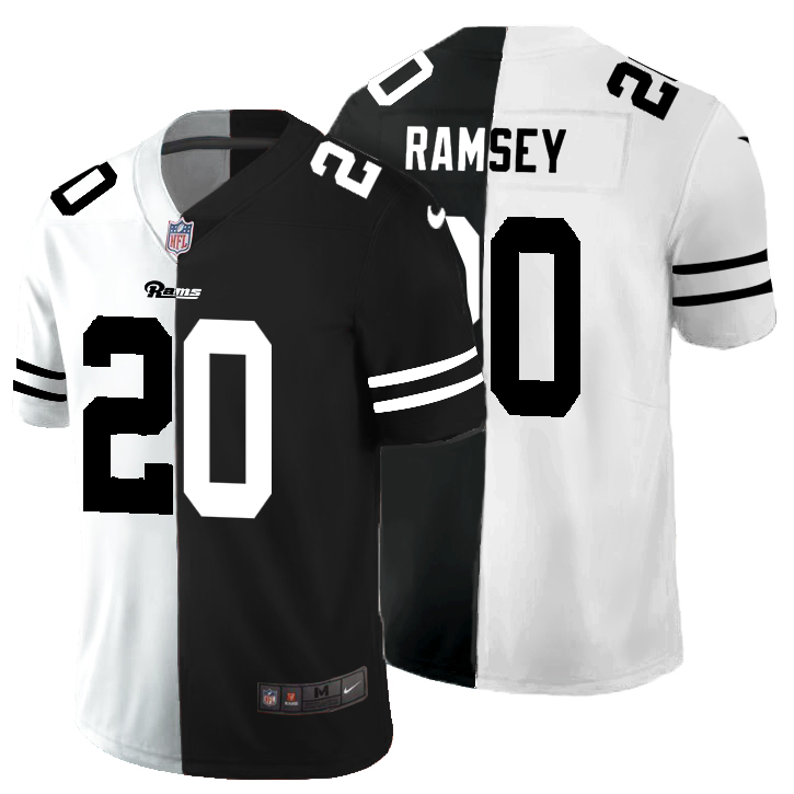 Los Angeles Rams #20 Jalen Ramsey Men's Black V White Peace Split Nike Vapor Untouchable Limited NFL Jersey