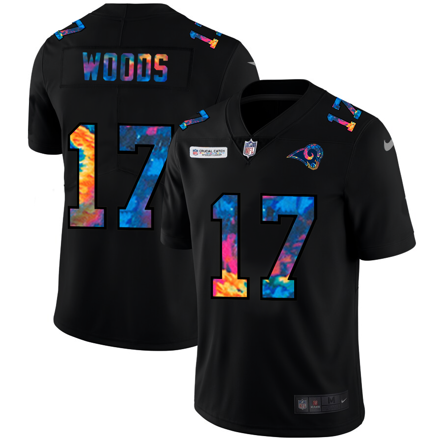 Los Angeles Rams #17 Robert Woods Men's Nike Multi-Color Black 2020 NFL Crucial Catch Vapor Untouchable Limited Jersey