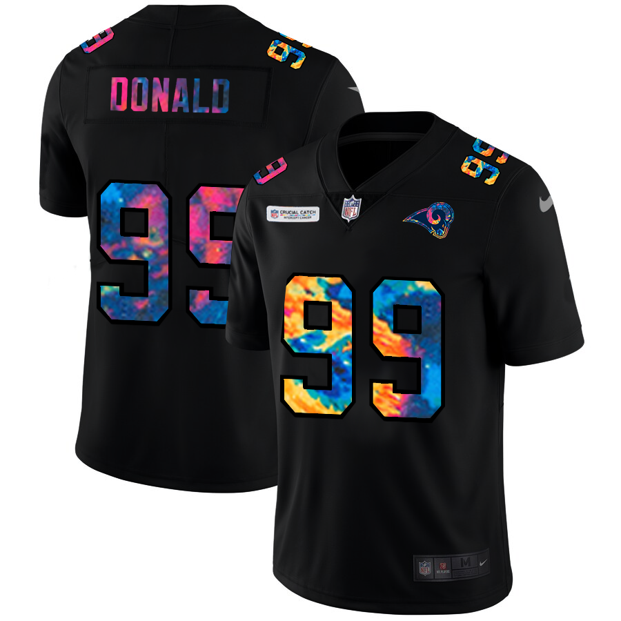 Los Angeles Rams #99 Aaron Donald Men's Nike Multi-Color Black 2020 NFL Crucial Catch Vapor Untouchable Limited Jersey