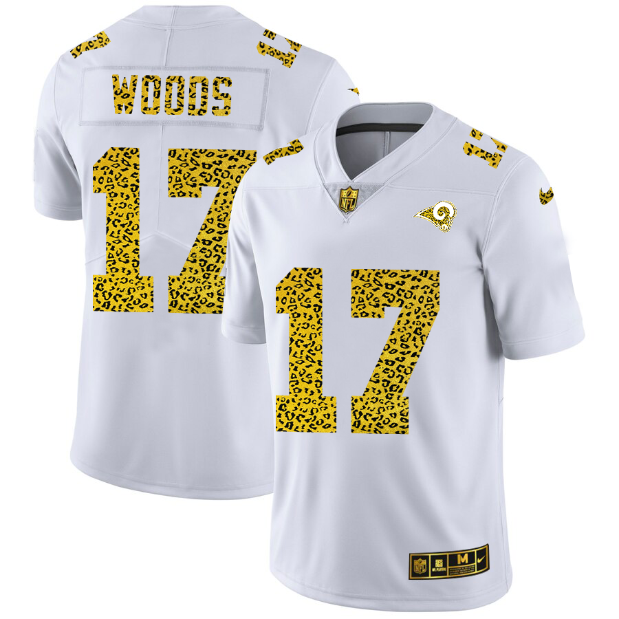 Los Angeles Rams #17 Robert Woods Men's Nike Flocked Leopard Print Vapor Limited NFL Jersey White