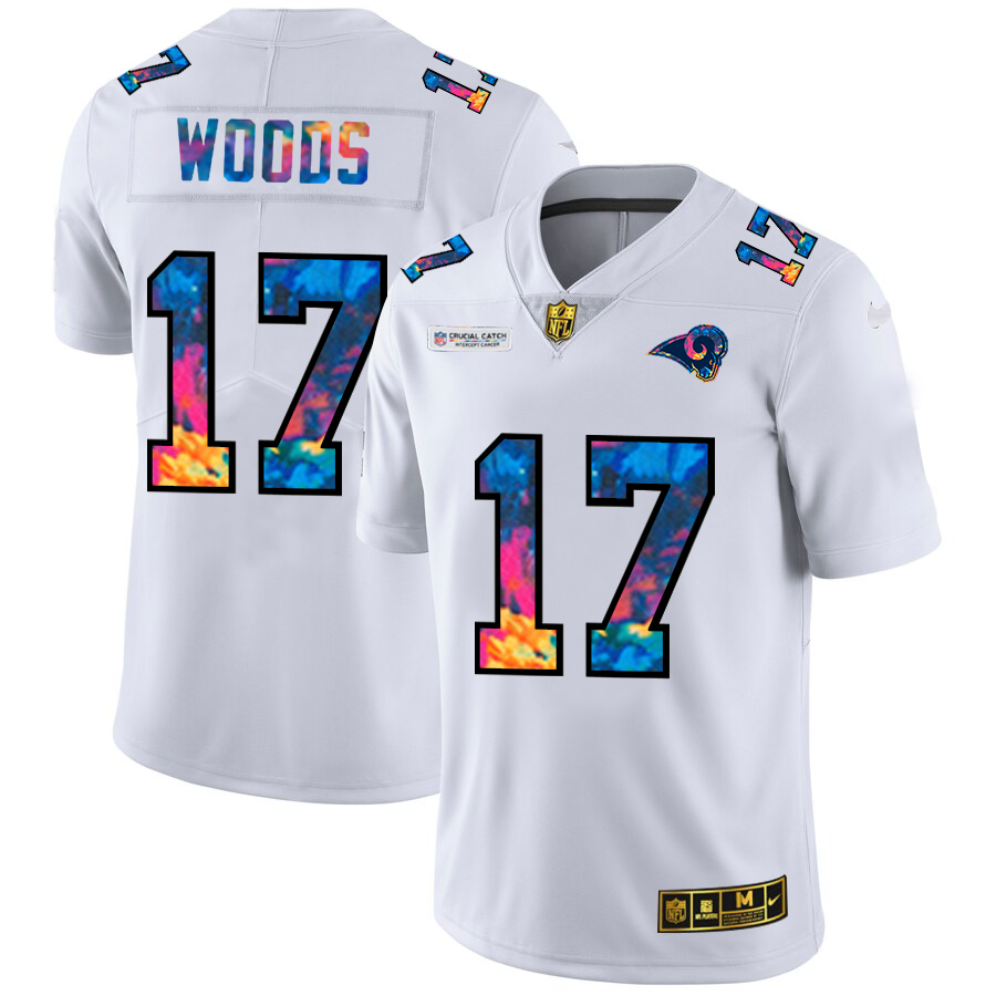 Los Angeles Rams #17 Robert Woods Men's White Nike Multi-Color 2020 NFL Crucial Catch Limited NFL Jersey