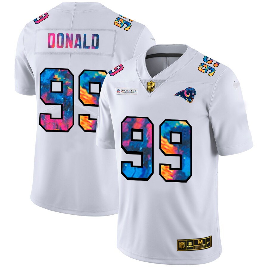 Los Angeles Rams #99 Aaron Donald Men's White Nike Multi-Color 2020 NFL Crucial Catch Limited NFL Jersey