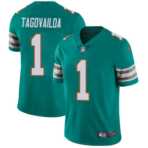 Nike Dolphins #1 Tua Tagovailoa Aqua Green Alternate Men's Stitched NFL Vapor Untouchable Limited Jersey