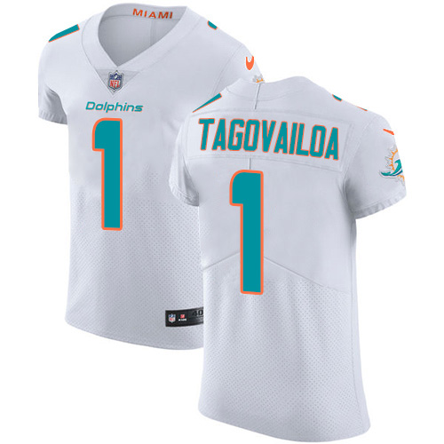 Nike Dolphins #1 Tua Tagovailoa White Men's Stitched NFL New Elite Jersey
