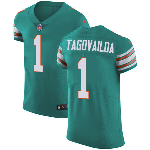 Nike Dolphins #1 Tua Tagovailoa Aqua Green Alternate Men's Stitched NFL New Elite Jersey
