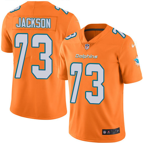 Nike Dolphins #73 Austin Jackson Orange Men's Stitched NFL Limited Rush Jersey