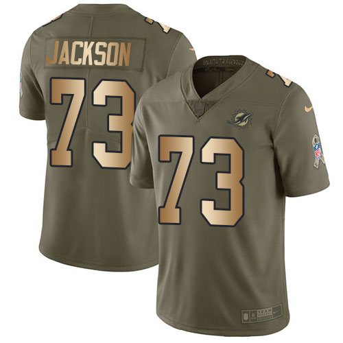 Nike Dolphins #73 Austin Jackson Olive/Gold Men's Stitched NFL Limited 2017 Salute To Service Jersey