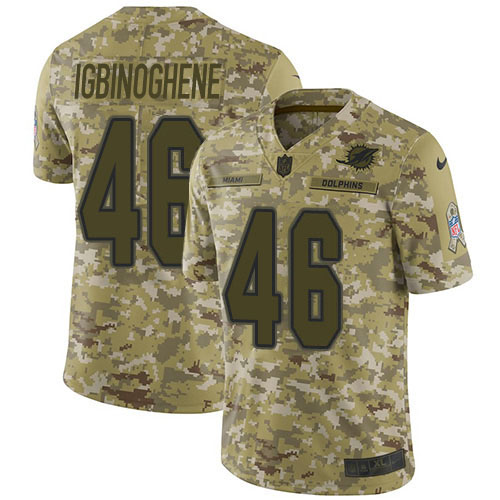 Nike Dolphins #46 Noah Igbinoghene Camo Men's Stitched NFL Limited 2018 Salute To Service Jersey