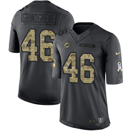 Nike Dolphins #46 Noah Igbinoghene Black Men's Stitched NFL Limited 2016 Salute to Service Jersey
