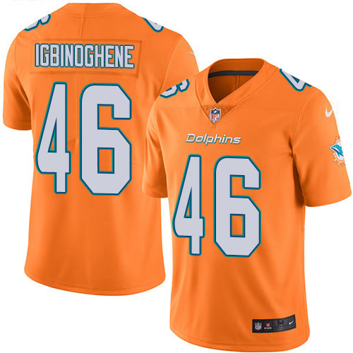 Nike Dolphins #46 Noah Igbinoghene Orange Men's Stitched NFL Limited Rush Jersey Nike Dolphins #46 Noah Igbinoghene Orange Men's Stitched NFL Limited Rush Jersey