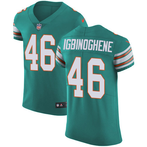 Nike Dolphins #46 Noah Igbinoghene Aqua Green Alternate Men's Stitched NFL New Elite Jersey