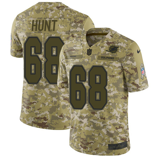 Nike Dolphins #68 Robert Hunt Camo Men's Stitched NFL Limited 2018 Salute To Service Jersey