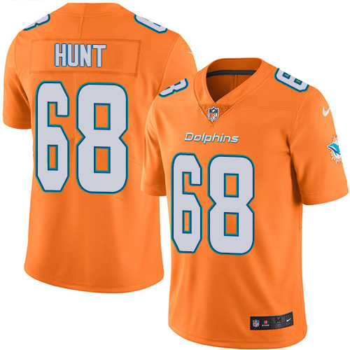 Nike Dolphins #68 Robert Hunt Orange Men's Stitched NFL Limited Rush Jersey