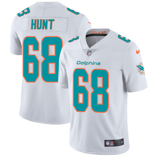 Nike Dolphins #68 Robert Hunt White Men's Stitched NFL Vapor Untouchable Limited Jersey