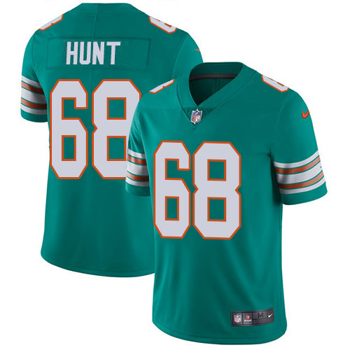 Nike Dolphins #68 Robert Hunt Aqua Green Alternate Men's Stitched NFL Vapor Untouchable Limited Jersey