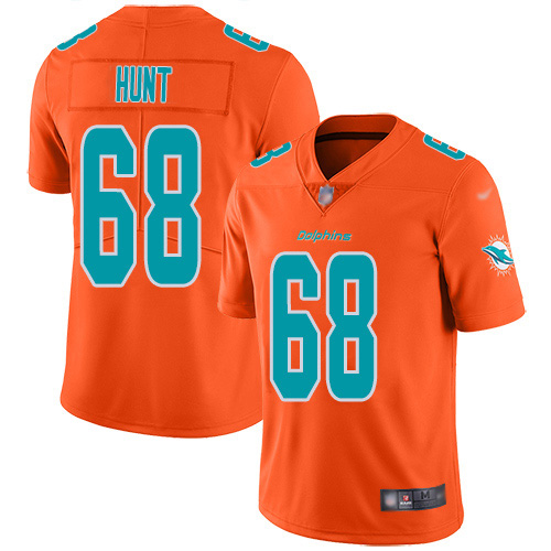 Nike Dolphins #68 Robert Hunt Orange Men's Stitched NFL Limited Inverted Legend Jersey