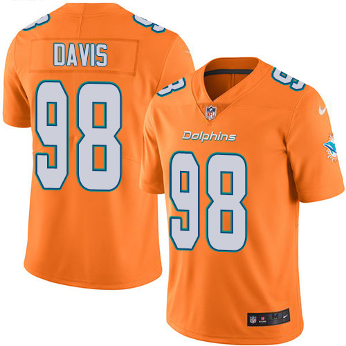 Nike Dolphins #98 Raekwon Davis Orange Men's Stitched NFL Limited Rush Jersey