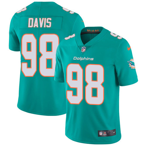 Nike Dolphins #98 Raekwon Davis Aqua Green Team Color Men's Stitched NFL Vapor Untouchable Limited Jersey
