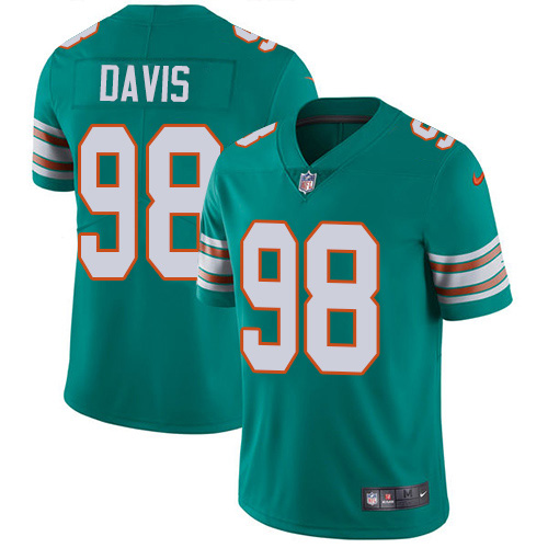 Nike Dolphins #98 Raekwon Davis Aqua Green Alternate Men's Stitched NFL Vapor Untouchable Limited Jersey