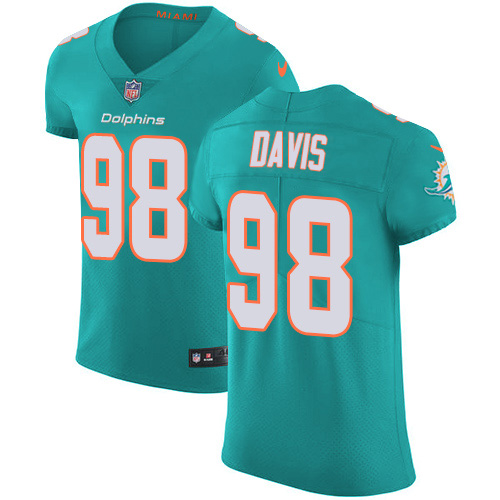 Nike Dolphins #98 Raekwon Davis Aqua Green Team Color Men's Stitched NFL Vapor Untouchable Elite Jersey