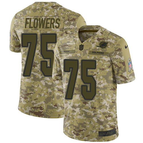 Nike Dolphins #75 Ereck Flowers Camo Men's Stitched NFL Limited 2018 Salute To Service Jersey