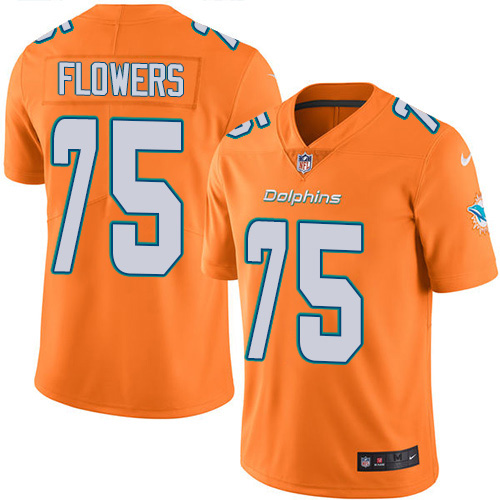 Nike Dolphins #75 Ereck Flowers Orange Men's Stitched NFL Limited Rush Jersey