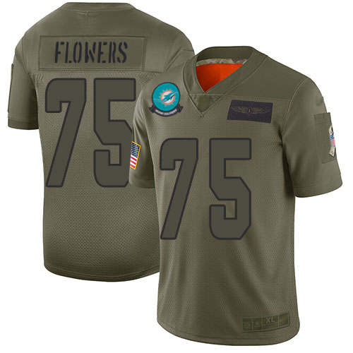 Nike Dolphins #75 Ereck Flowers Camo Men's Stitched NFL Limited 2019 Salute To Service Jersey