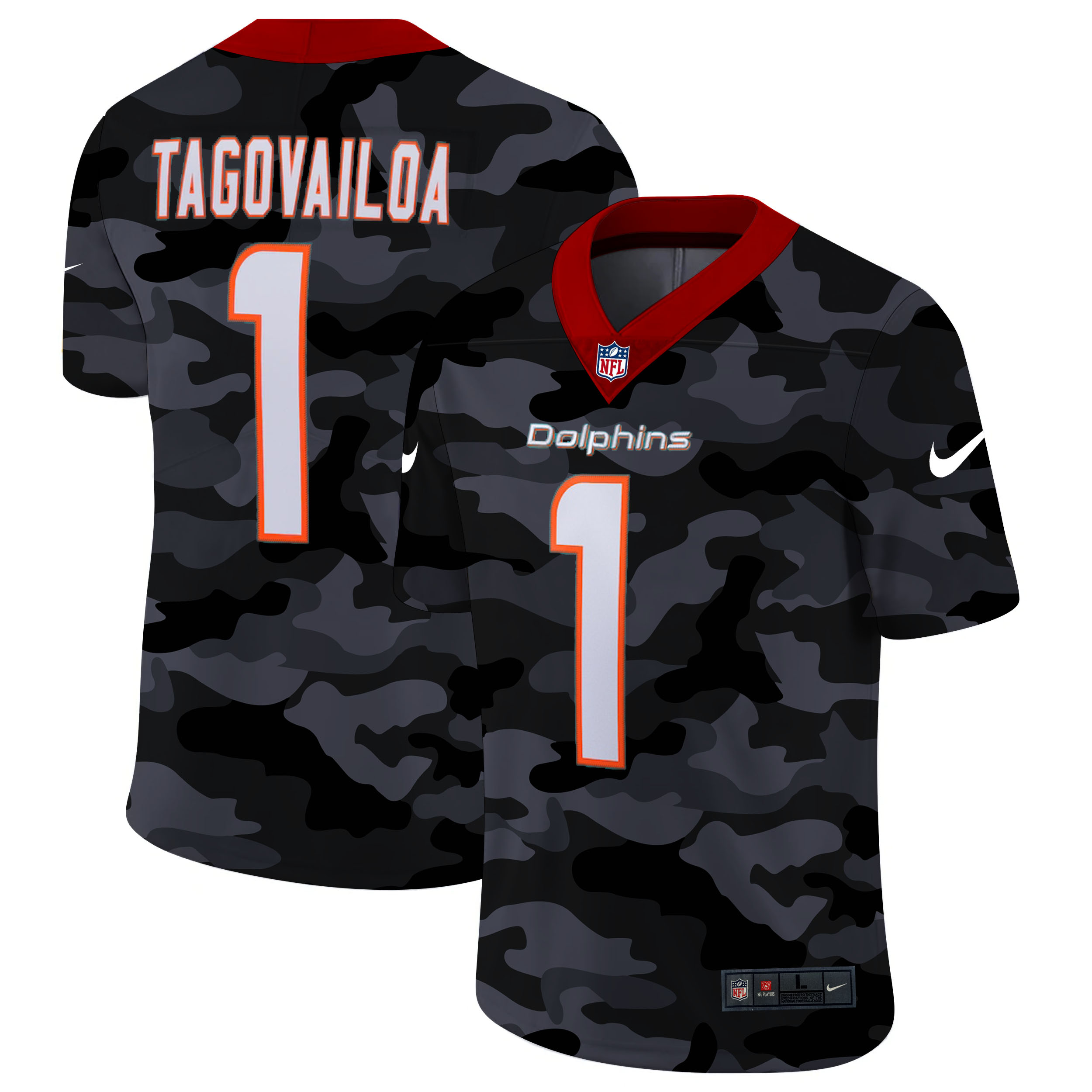 Miami Dolphins #1 Tua Tagovailoa Men's Nike 2020 Black CAMO Vapor Untouchable Limited Stitched NFL Jersey
