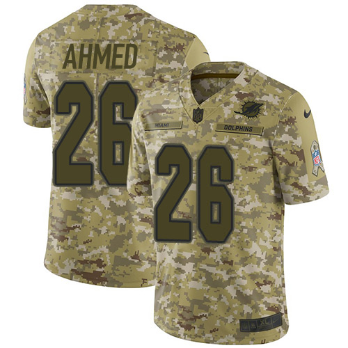 Nike Dolphins #26 Salvon Ahmed Camo Men's Stitched NFL Limited 2018 Salute To Service Jersey