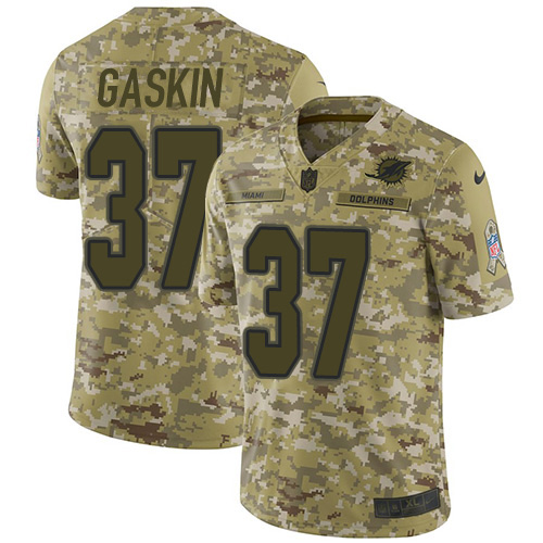 Nike Dolphins #37 Myles Gaskin Camo Men's Stitched NFL Limited 2018 Salute To Service Jersey