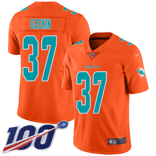 Nike Dolphins #37 Myles Gaskin Orange Men's Stitched NFL Limited Inverted Legend 100th Season Jersey