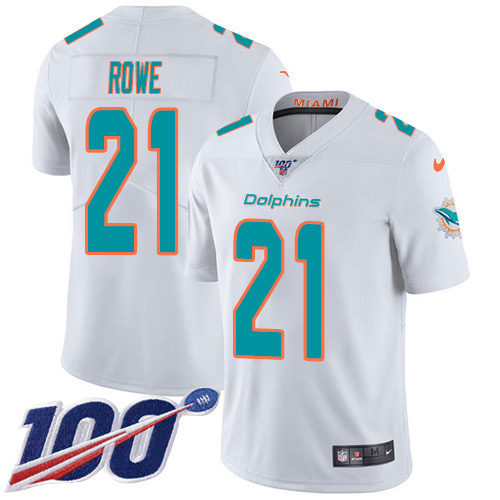 Nike Dolphins #21 Eric Rowe White Men's Stitched NFL 100th Season Vapor Untouchable Limited Jersey