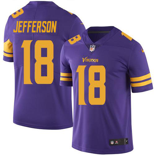 Nike Vikings #18 Justin Jefferson Purple Men's Stitched NFL Limited Rush Jersey