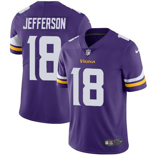 Nike Vikings #18 Justin Jefferson Purple Team Color Men's Stitched NFL Vapor Untouchable Limited Jersey