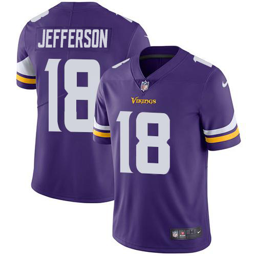 Nike Vikings #18 Justin Jefferson Purple Team Color Men's Stitched NFL Vapor Untouchable Limited Jersey Nike Vikings #18 Justin Jefferson Purple Team Color Men's Stitched NFL Vapor Untouchable Limited Jersey