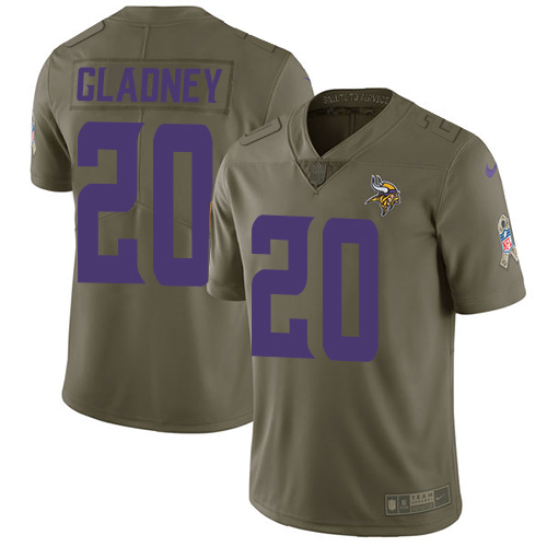 Nike Vikings #20 Jeff Gladney Olive Men's Stitched NFL Limited 2017 Salute To Service Jersey