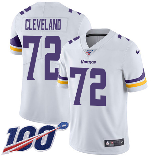 Nike Vikings #72 Ezra Cleveland White Men's Stitched NFL 100th Season Vapor Untouchable Limited Jersey