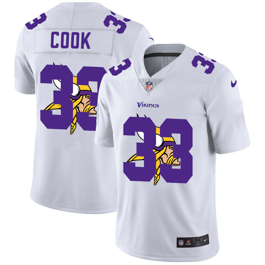 Minnesota Vikings #33 Dalvin Cook White Men's Nike Team Logo Dual Overlap Limited NFL Jersey