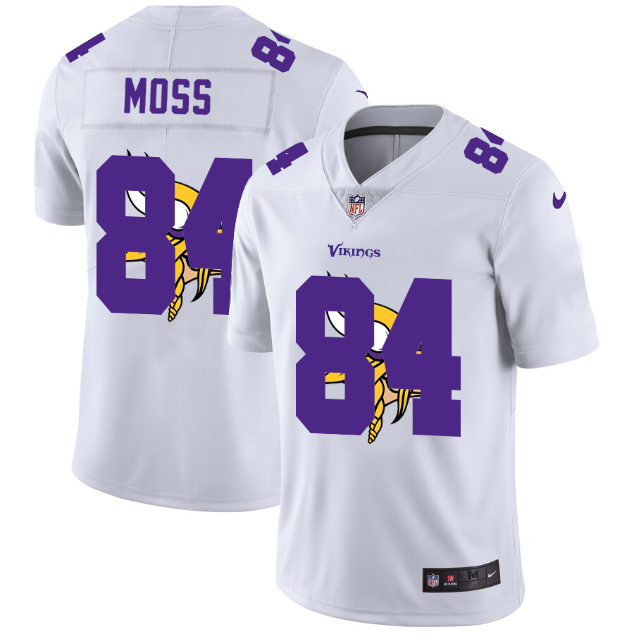 Minnesota Vikings #84 Randy Moss White Men's Nike Team Logo Dual Overlap Limited NFL Jersey