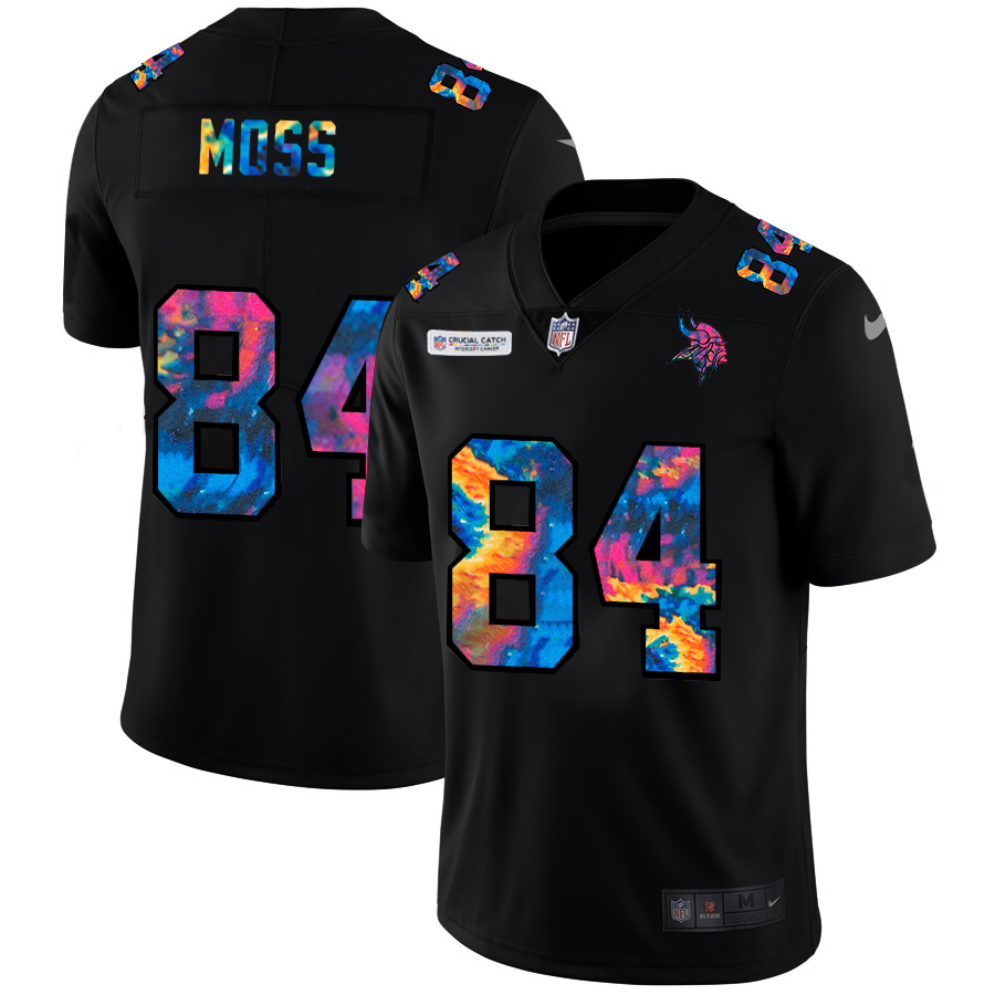 Minnesota Vikings #84 Randy Moss Men's Nike Multi-Color Black 2020 NFL Crucial Catch Vapor Untouchable Limited Jersey