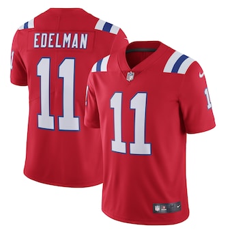 New England Patriots #11 Julian Edelman Men's Nike Red Alternate 2020 Vapor Limited Jersey