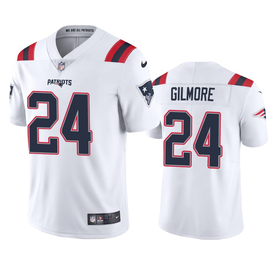New England Patriots #24 Stephon Gilmore Men's Nike White 2020 Vapor Limited Jersey