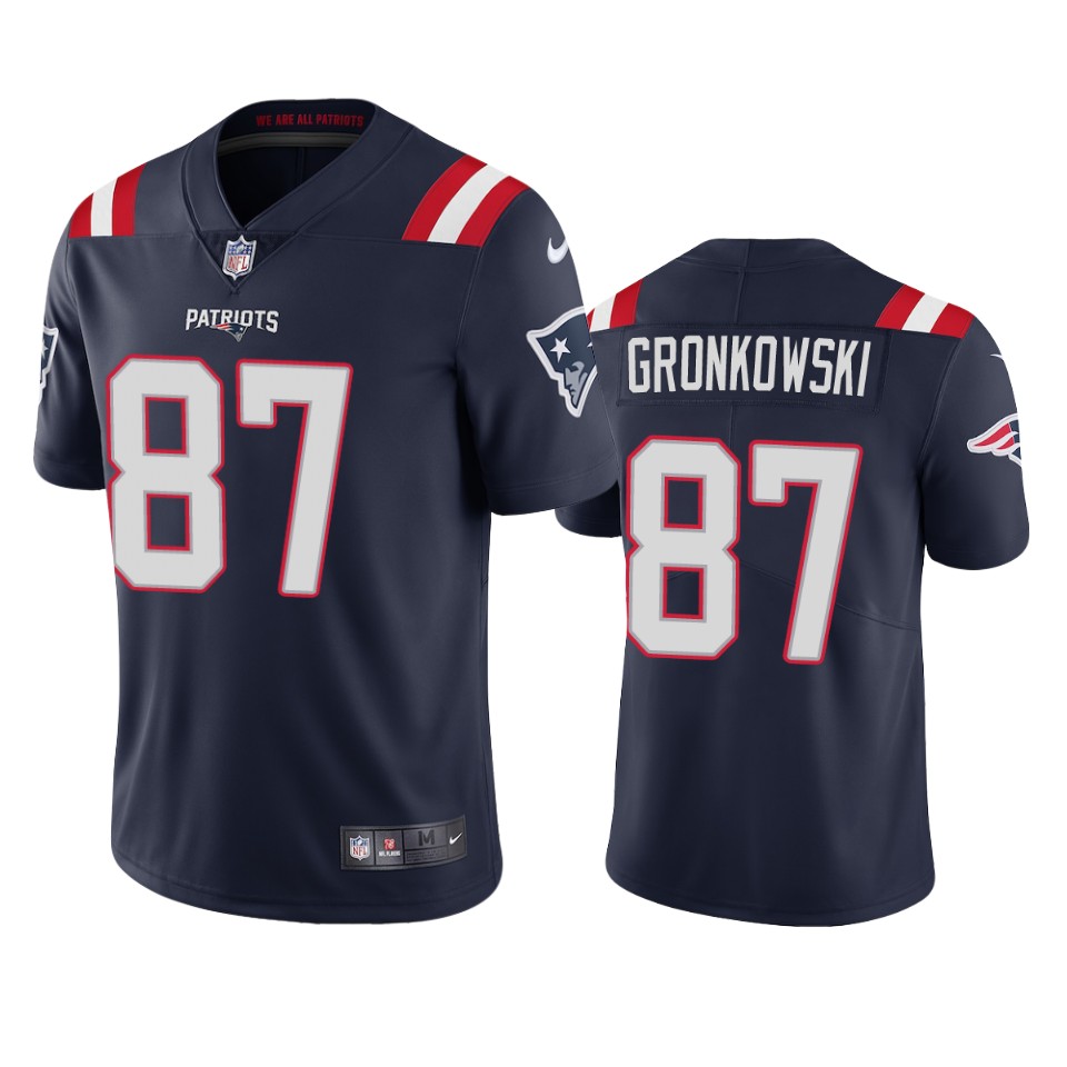 New England Patriots #87 Rob Gronkowski Men's Nike Navy 2020 Vapor Limited Jersey New England Patriots #87 Rob Gronkowski Men's Nike Navy 2020 Vapor Limited Jersey