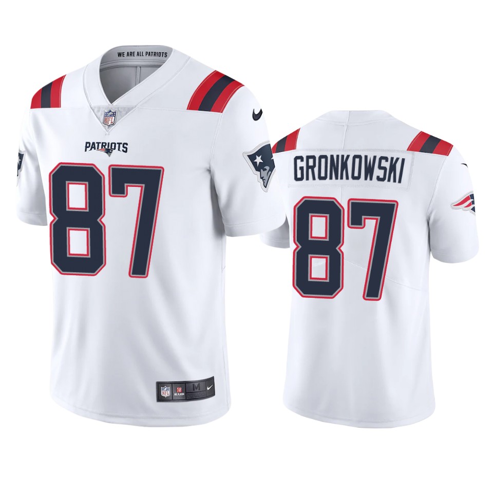 New England Patriots #87 Rob Gronkowski Men's Nike White 2020 Vapor Limited Jersey