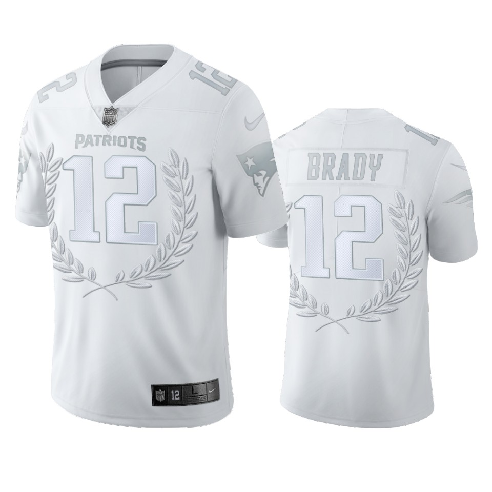 New England Patriots #12 Tom Brady Men''s Nike Platinum NFL MVP Limited Edition Jersey
