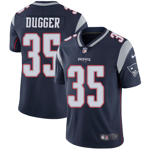 Nike Patriots #35 Kyle Dugger Navy Blue Team Color Men's Stitched NFL Vapor Untouchable Limited Jersey