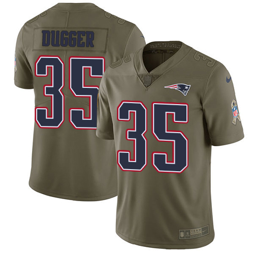 Nike Patriots #35 Kyle Dugger Olive Men's Stitched NFL Limited 2017 Salute To Service Jersey